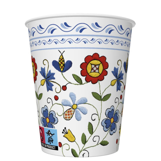 Papīra glāzes rakstainas 250ml 8gab