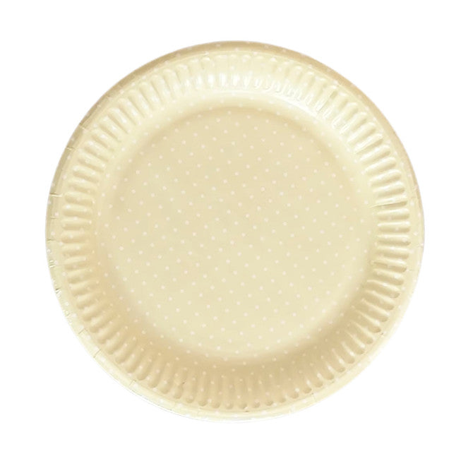 Papīra šķīvis krēmkrāsas ar pumpiņām 18cm 8gab