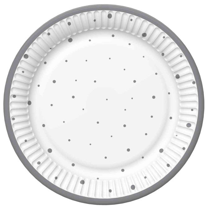Papīra šķīvis ar sudraba apdruku 18cm 8gab
