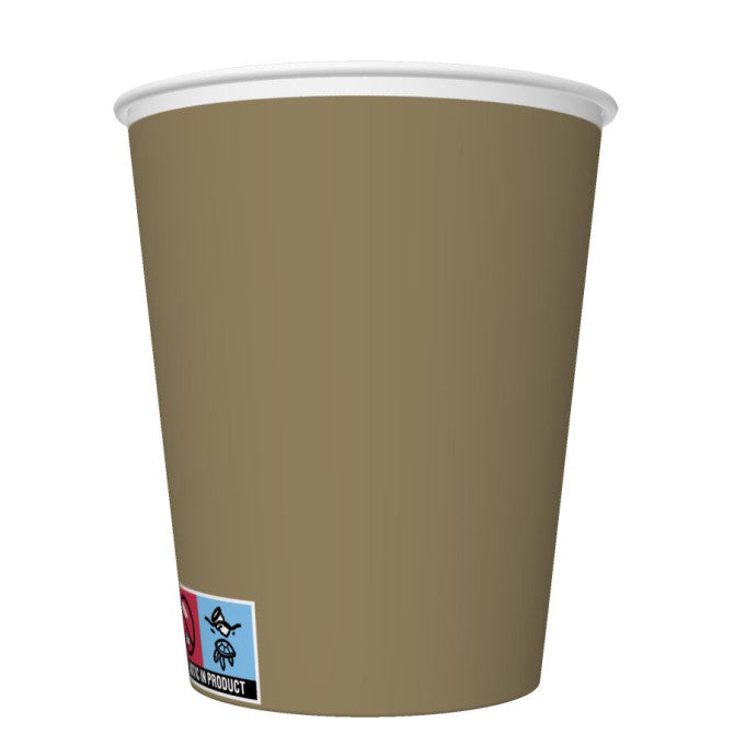 Papīra glāzes zelta krāsā 250ml 8gab