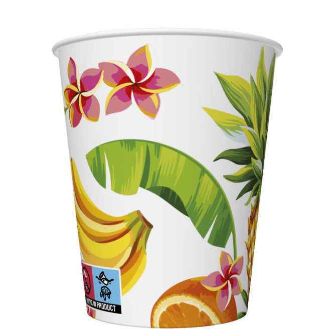 Papīra glāzes Tropu augļi 250ml 8gab